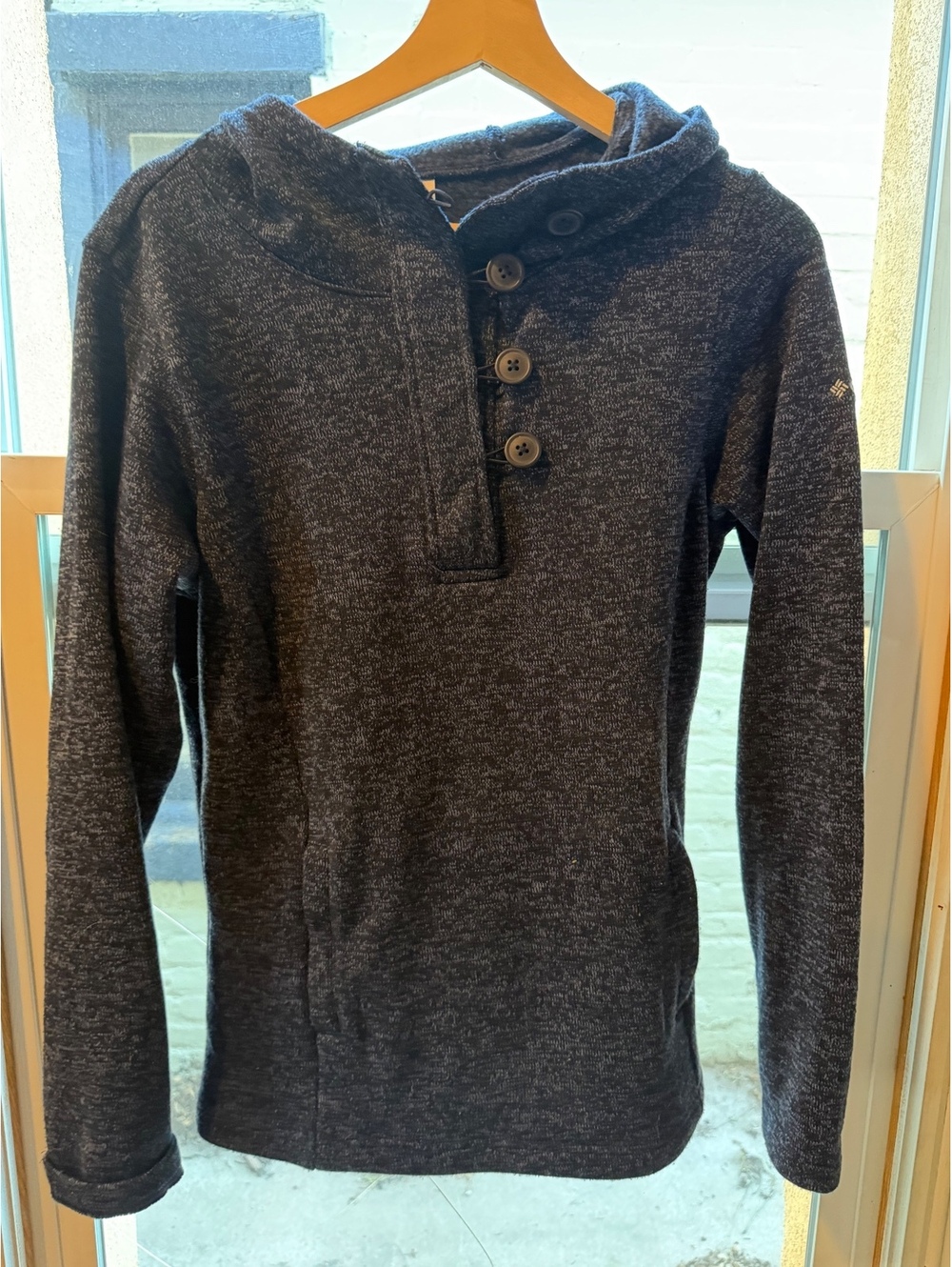 Columbia heather navy hooded henley